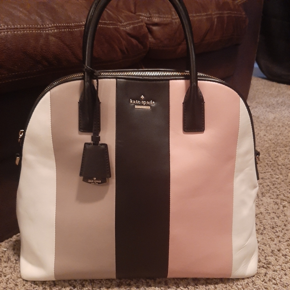 Kate Spade satchel purse, neapolitan shade color palette pattern, large purse